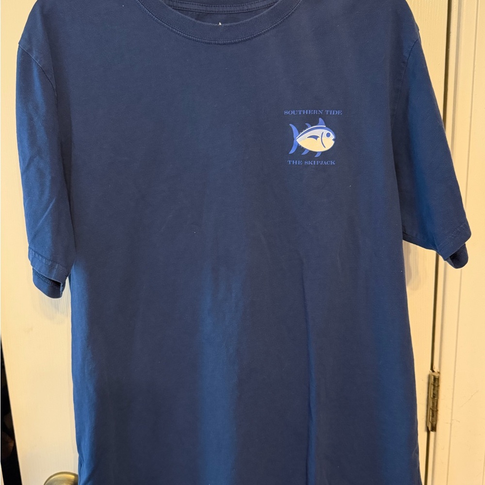 Southern Tide Navy Tee with Fish Emblem